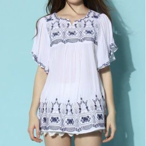 Chicwish Embroidered Butterfly Sleeve Top - NWOT